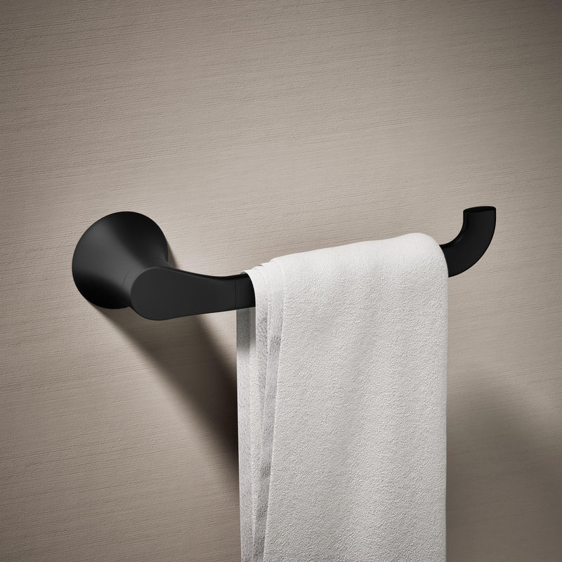 KOHLER 27396-BL Simplice Towel Arm, includes Installation Hardware, Matte Black