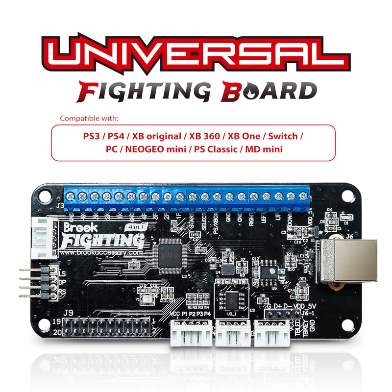 Brook Universal Fighting Board (UFB) - Pre-Installed Header Version, Arcade Stick PCB for XB Series X/S, XB One, 360, PS4, PS3 Consoles and PC, Upgradable with UFB-UP5