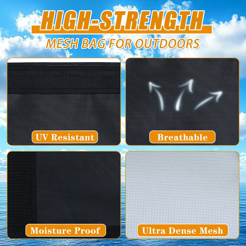 2 Pcs Boat Storage Mesh Bag with Cup Holder, 15.6"x 7.9" Self-Adhesive Boat Organizer Caddy for Marine Cabin Deck, Boat Storage Accessories with Strong Adhesive Backing, Keep Items Secure and Tidy ﻿