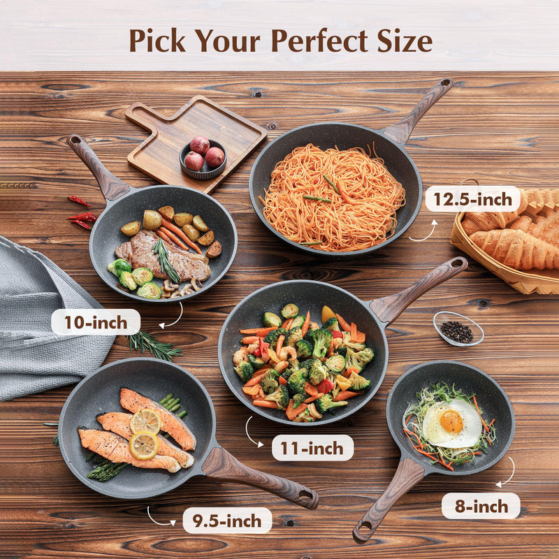 SENSARTE Nonstick Frying Pan Skillet, Swiss Granite Coating Omelette Pan, Healthy Stone Cookware Chef's Pan, PFOA Free (9.5 Inch) 9.5 Inch Gray