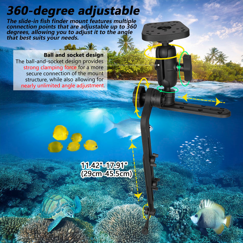 Kayak Fish Finder Mount with Transducer Mounting Arm, Compatible with Garmin Striker 4, Lowrance Fish Finders,with Kayak Track Mounting Plate-C-1