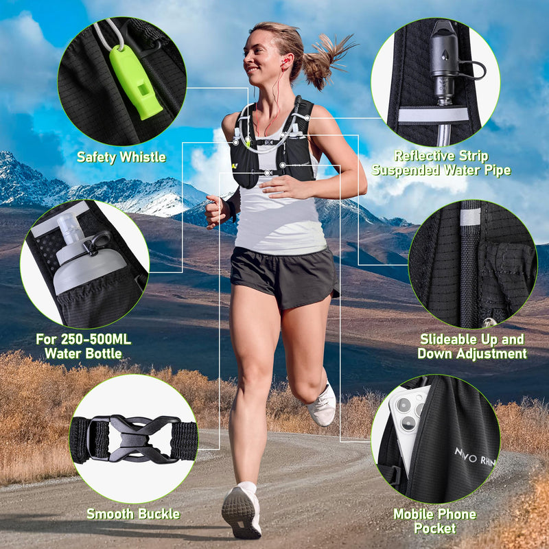 Hydration Running Vest for Women, Water Vest Backpack 5L Small, Lightweight Hydration Pack Mini Vest Women for Hiking, Trail Marathon Race (Pack with 1.5L Water Bladder) Black