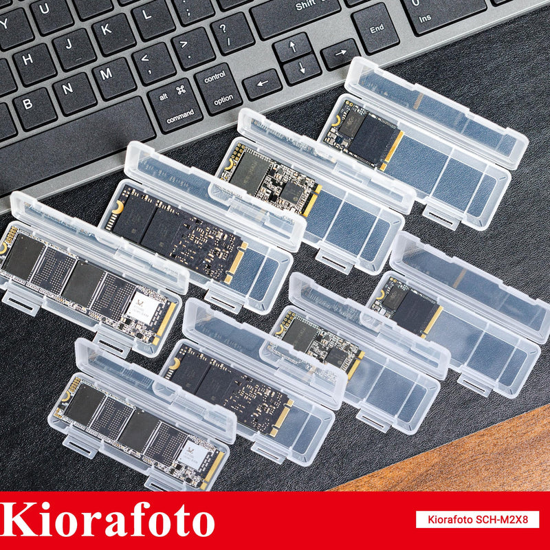 8 Pack Clear M.2 SSD Case for M.2 NVMe 2280 2260 2242 2230 SSDs | Individual,Plastic,NVMe 2280 SSD Hard Drive Storage Holder Box,with Labels,Anti-Static & Shockproof for 8 M.2 SSDs (8 Pack Clear)