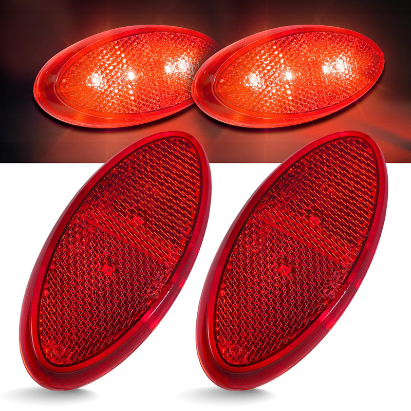 Command Electronics OEM 12V LED RV & Trailer Oval Clearance Light with Built-in Reflex – Made in USA – Surface Mount – Red – 2-Pack 2 Pack