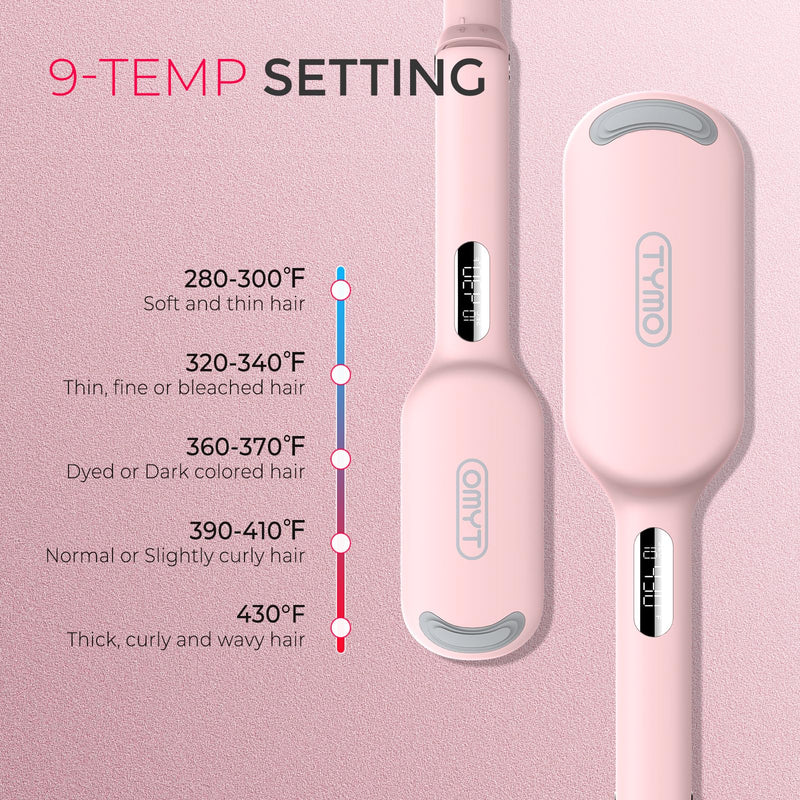 TYMO ROVY Hair Waver Crimper - Hair Curler, Deep Waver Curling Iron, Ionic Curling Wand with Ceramic Tourmaline Barrel for Women, Anti-Scald, Quick & Easy, Dual Voltage, Pink 32mm