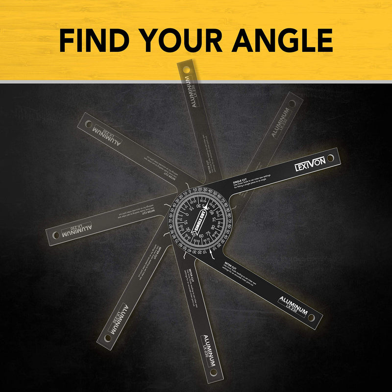 LEXIVON [2-pack] Aluminum Miter Saw Protractor | 7-Inch Rust Proof Angle Finder Featuring Precision Laser Engraved Scales (LX-230X2) 7 Inch, 2 Pack