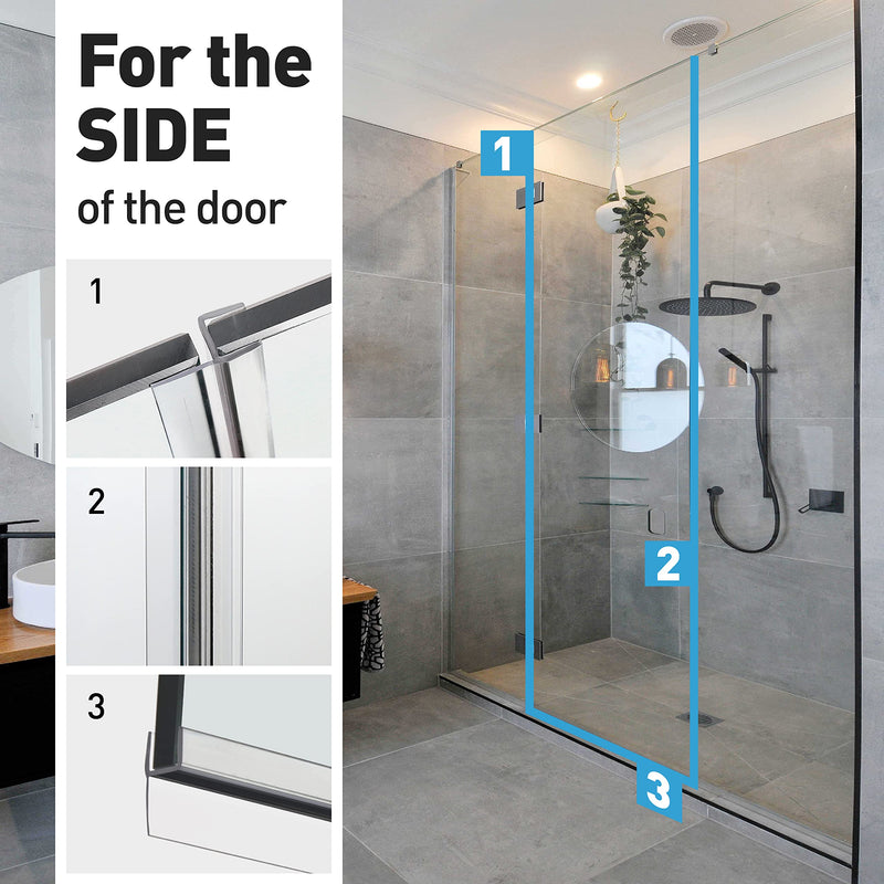 Shower Door Seal Strip, 2 PCS 3/8" X 77" Frameless Glass Door Side Seal for 3/8 Inch Glass, Clear Door Sweep to Stop Leaks and Create Water Barrier For 3/8" Glass-2PCS X 77"