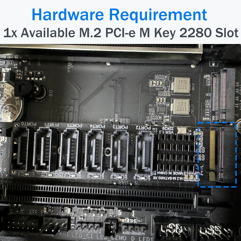 M.2 to SATA 3.0 Adapter [6-Port], RIITOP M.2 NVMe to 6 Ports SATA III Expansion Card Adapter 6Gbps with Chipset ASM1166 NVMe to 6 SATA