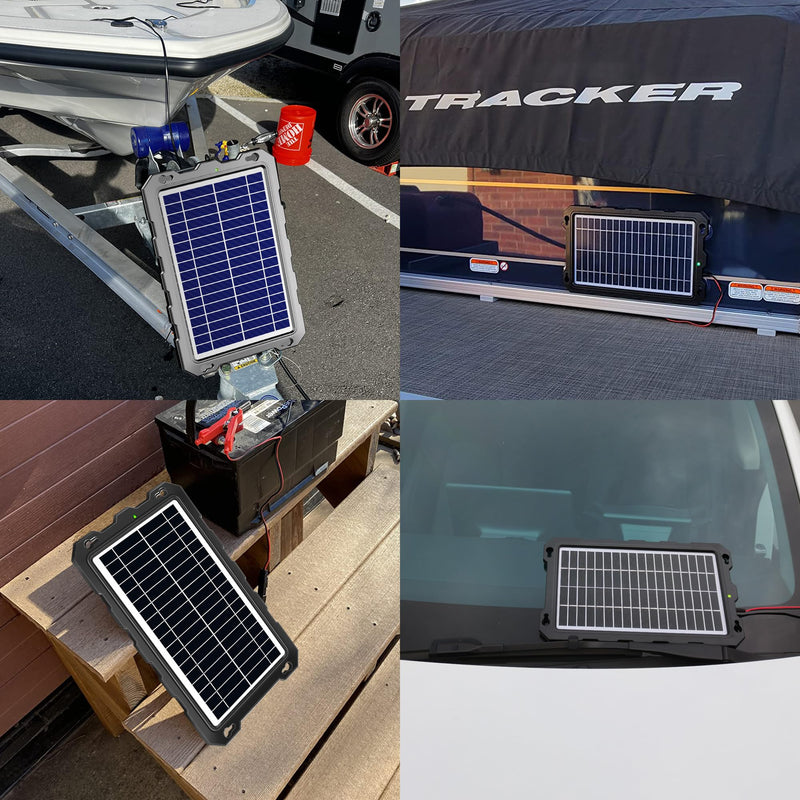 SUNAPEX 12V Solar Trickle Charger Portable Power Solar Panel Solar Battery Charger 12 Volt Waterproof Solar Battery Maintainer for Car Truck Boat RV Motorcycle Marine Trailer Battery 1.8W