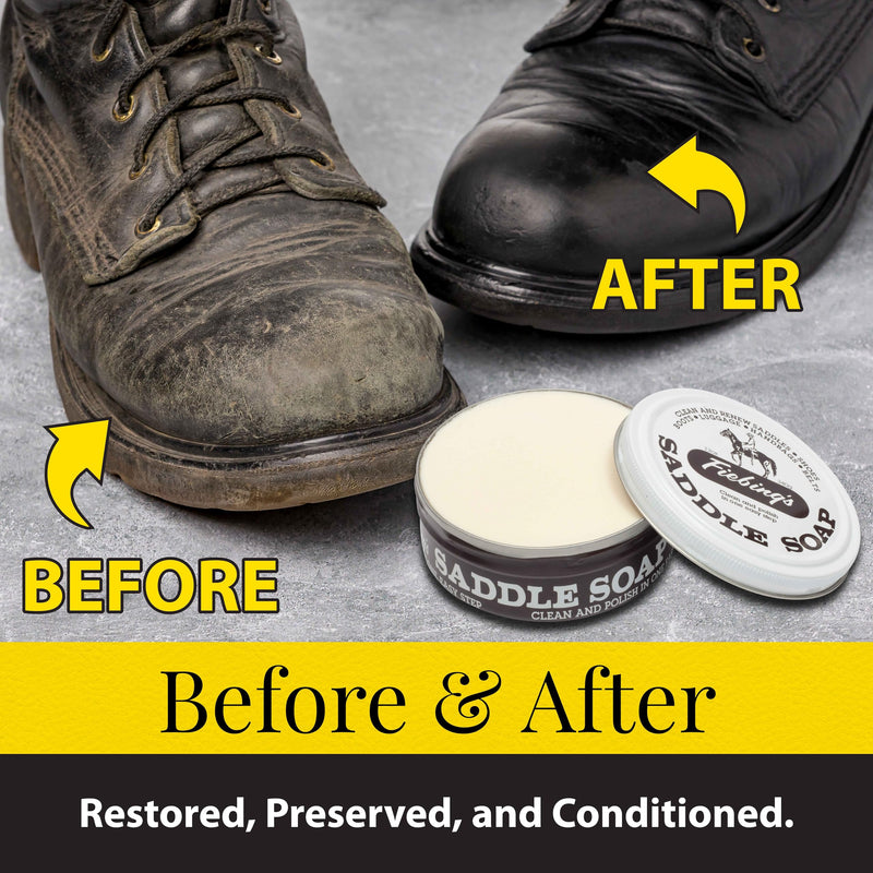 Fiebing's White Saddle Soap for Leather (12 oz Tin) - Cleaner & Conditioner to Soften, Protect & Restore Leathercraft - Soap for Car Seat, Couch, Shoe, Purse, Boot, Bag, & Saddles Unscented 12 Ounce (Pack of 1)