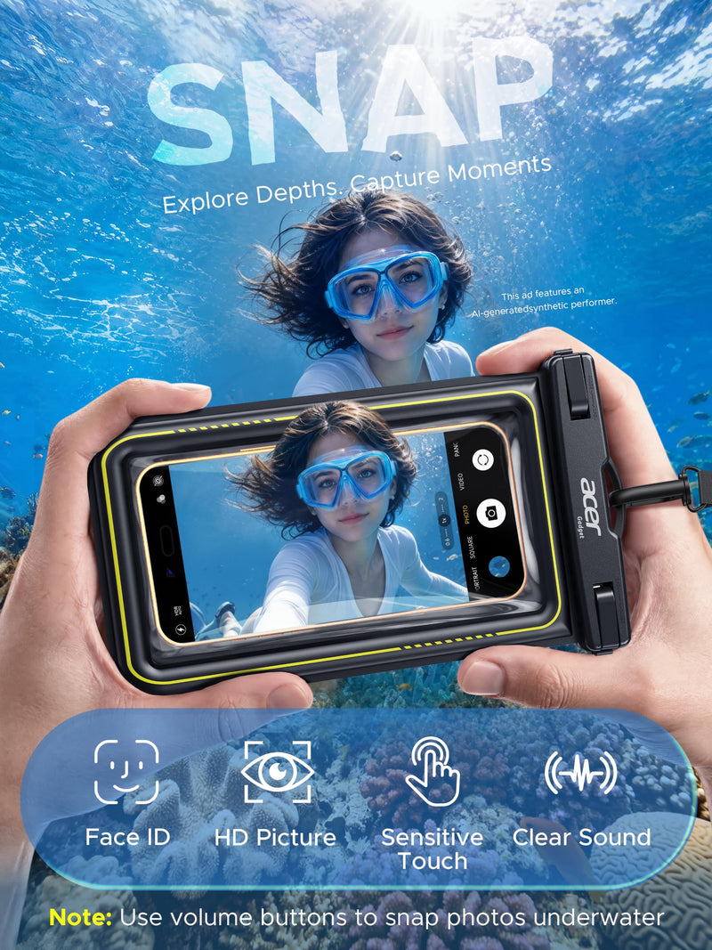 acer Floating Waterproof Phone Pouch, IPX8 Waterproof Phone Case 2 Pack | Cell-Foam & Sensitive Touch, Beach/Cruise/Kayak/Ship Essentials for iPhone 17/16/15 Pro Max, Galaxy S25 Ultra - 7"