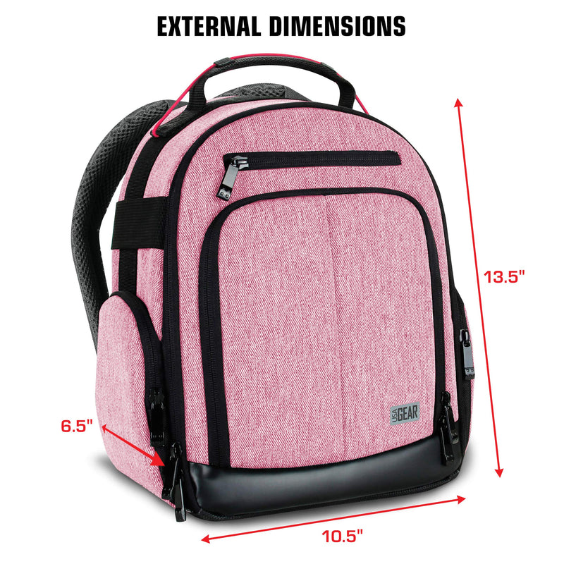 USA Gear Portable Camera Backpack for DSLR with Customizable Accessory Dividers, Weather Resistant Bottom and Comfortable Back Support - Compatible with Canon, Nikon, Sony, Fujifilm, and More (Red) Compact Red