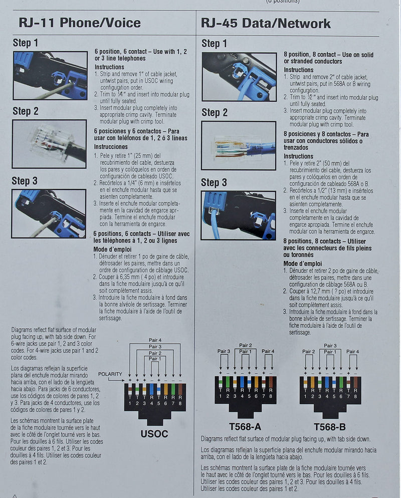 IDEAL INDUSTRIES INC. 33-700 Telemaster Crimp Kit for CAT3/5e/6 Cables, RJ-45 (8P8C) & RJ-11 (6P6C, 6P4C, 6P2C)