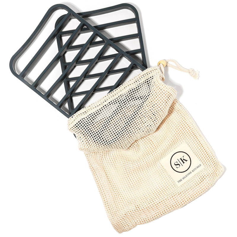The Silicone Kitchen Silicone Roasting Rack Pan Extra Large, Dishwasher Safe, BPA Free, Non-Toxic, 7 in by 10.75 in, Navy, 2 Pack Vintage Navy