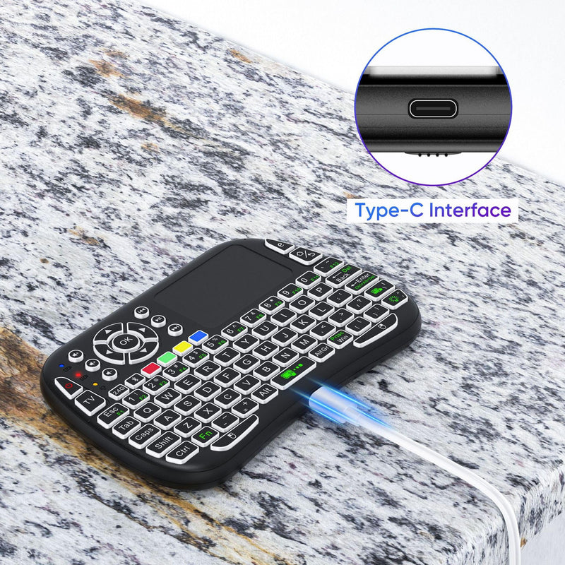 2.4G USB Dongle Mini Keyboard Mouse Combo RGB Backlit Touch Scroll Remote for Samsung LG Sony TCL Smart TV Fire Stick Roku Apple TV Windows Laptop iPad Android Box HTPC Bluetooth Supported