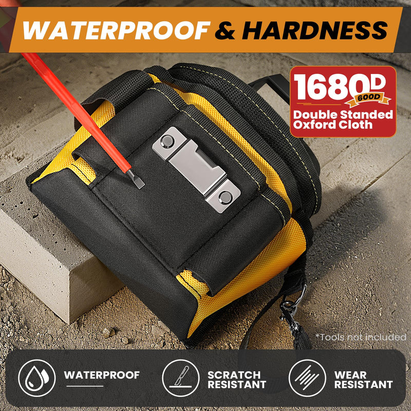 Tool Pouches, Tool Belt Pouch, Electrician Tool Pouch, Quickly Attach & Release Tool Belt Pouch with Clip, Tool Bag Multi-Pocket, Heavy Duty Utility Pouches for Carpenters & Home Improvement Small