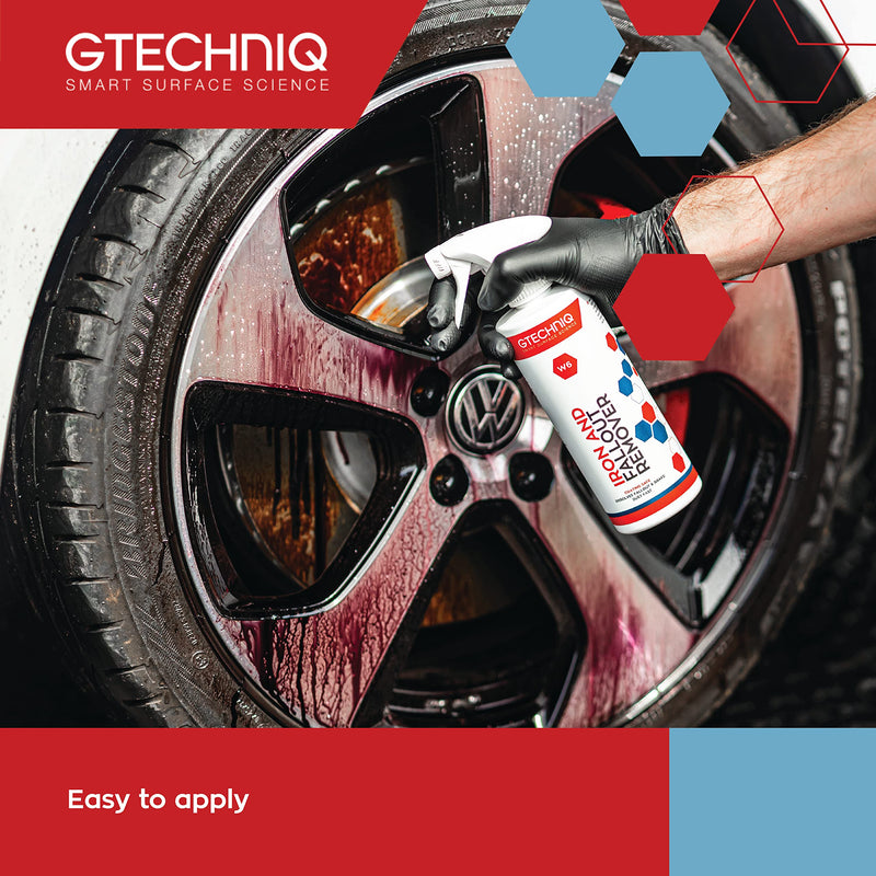 Gtechniq W6 Iron Removing Wheel & Paint Cleaner for Cars, Brake Dust Remover, Degreaser and Alloy Wheel Cleaner for Wheels, Rims and Paintwork, Safe on Coatings - 500ml 17 fl oz (Pack of 1) Single