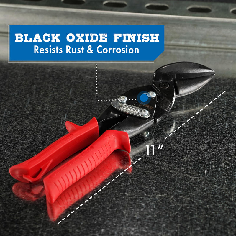 MIDWEST Blackout Series Aviation Snip - Left and Right Cut Offset Tinner Shears, Made in the USA - MWT-6510CO-NP Left/Right Combo