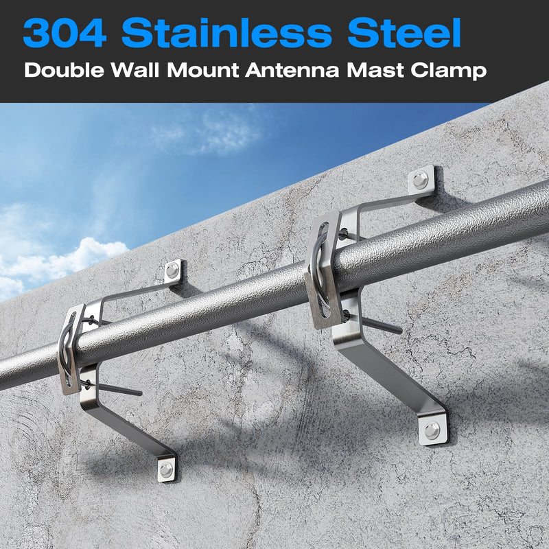  [AUSTRALIA] - 4 Pcs 4" Antenna Wall Mount 304 Stainless Steel, Double Wall Mount Antenna Mast Clamp V Jaw Bracket Accessories Kit for TV CB Ham Outside Home 4inch Wall Mount (set of 4)