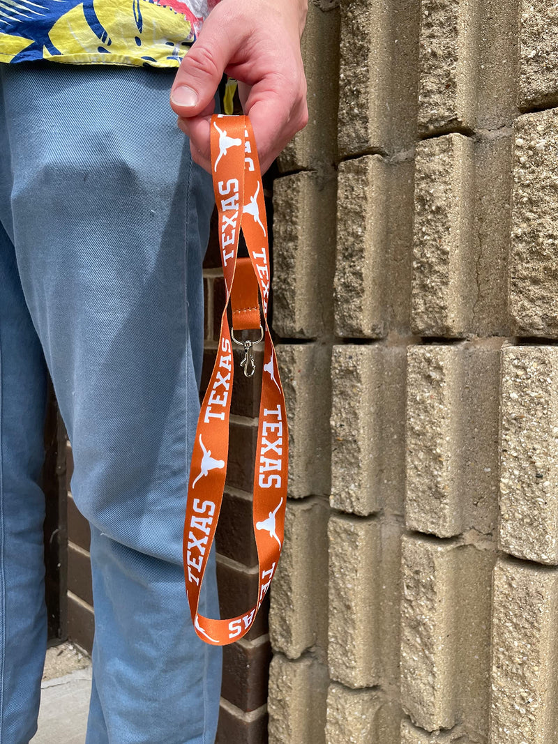 Desert Cactus University of Texas Lanyard UT Longhorns Car Keys ID Badge Holder Keychain Detachable Breakaway Snap Buckle (Orange - Longhorn)