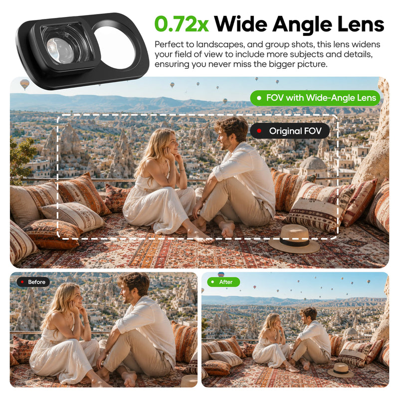 Wide Angle Lens Set for insta360 Luna Ultra HD Filters 4 Pcs Accessories | HD VND 2-32, Black Mist 1/4, Wide Angle Lens, CPL Adjustable Magnetic Quick Release Lens Filter Set
