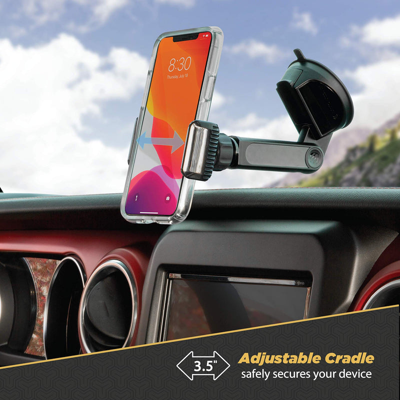 Scosche UH4WDEX2-SP Extendo Mount Car Phone Holder Windshield/Dashboard | StickGrip Base | Telescoping Adjustable Arm | Black (Pack of 2)