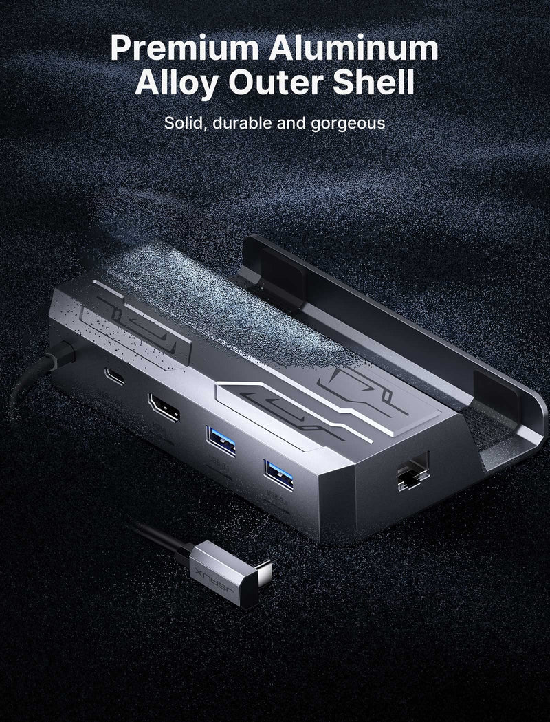 JSAUX Steam Deck Dock with 100W Charger, 6-in-1 M.2 Docking Station for Steam Deck/ROG Ally, 4K@60Hz HDMI, Gigabit Ethernet, PD 100W, 10Gbps USB A&C 3.2, M.2 Slot (Up to 2TB)-HB0604 (SSD Not Included)
