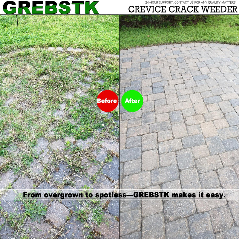 GREBSTK Crack Weeder Crevice Weeding Manual Stainless Steel Gardening Tool | L-shaped blade, razor-sharp hardened, rust-resistant, comfortable handle, 22in, for sidewalk cracks, driveway gaps, edging 22" Crack Weeder