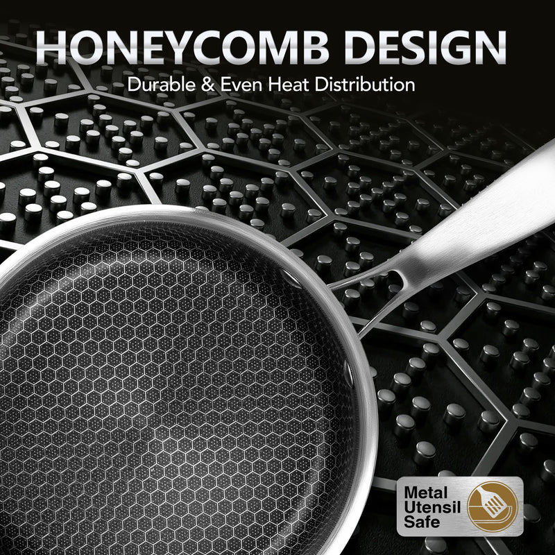 MICHELANGELO 1 Quart Saucepan with Lid, Premium Triple Ply Stainless Steel Sauce Pan with Lid, Small Saucepan with Honeycomb Interior - 1QT