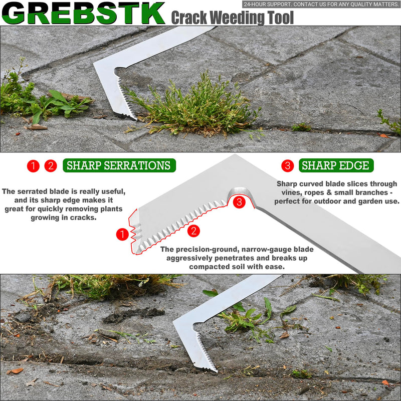 GREBSTK Crack Weeder Crevice Weeding Tool Stainless Steel Manual Weeder Beech Handle Gardening Tool, 22 inch 22.4" Crack Weeder