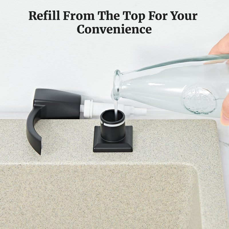 Ultimate Unicorn Kitchen Sink Soap Dispenser, Built in Soap Dispenser for Kitchen Sink, Under Sink Soap Dispenser Matte Black, ABS Plastic, with 13 Ounce Soap Bottle, U-SD001B U001