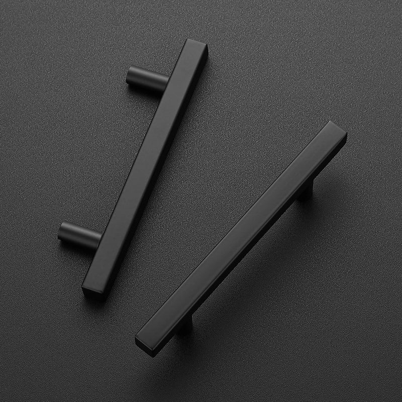 Ravinte 10 Pack 6'' Square Cabinet Pulls Matte Black Stainless Steel Kitchen Drawer Pulls Cabinet Handles 6”Length, 3-3/4” Hole Center