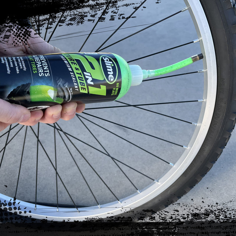 Slime 10193 Tire and Tube Sealant Puncture Repair Sealant, 2-in-1, Premium, Prevent and Repair, Suitable for Non-Highway Tires and Tubes, Non-Toxic, Eco-Friendly, 16oz Bottle 16 oz