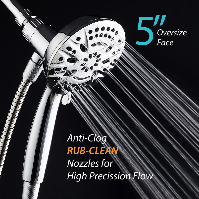AquaDance New Magnetic Guidance Docking System - High-Pressure 8-setting Handheld Shower Head with Giant 5 inch Face, Magnetic Bracket, Extra-long 72 inch Stainless Steel Hose/All Chrome Finish All Chrome
