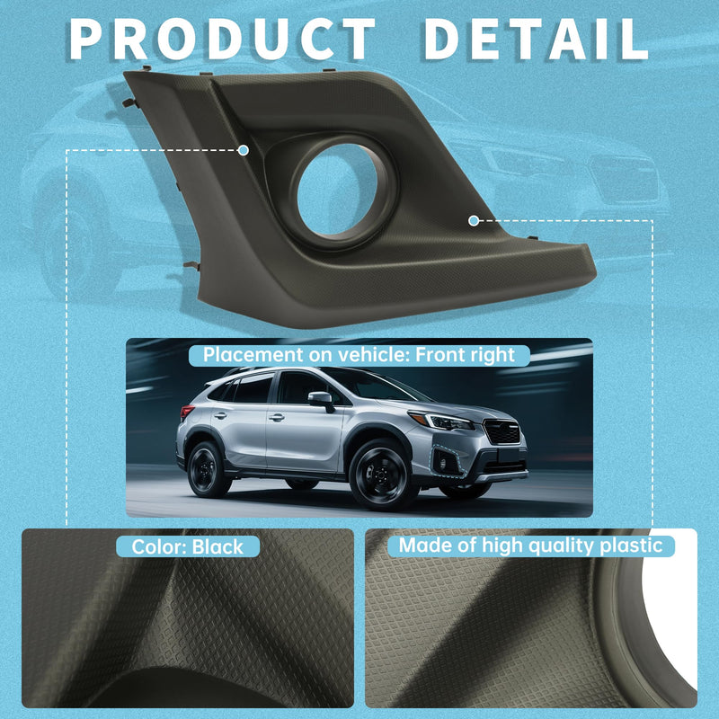 Kojem Right Fog Light Bezel Compatible with 2018-2020 Subaru Crosstrek Replacement for 57731FL082 Driving Lamp Trim Cover W/Fog Light hole (Passenger Side Right RH) W/ Fog Light Hole Passenger Side