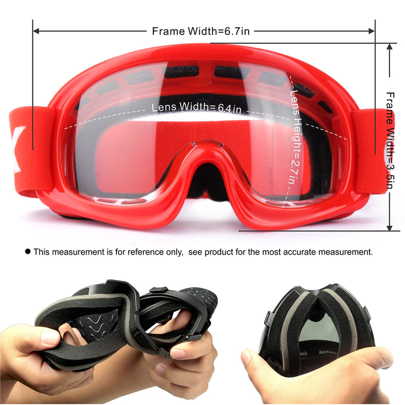 GLX YH15 Anti-Fog Impact-Resistant Kids Youth ATV Off-Road Dirt Bike Motocross Goggles for Boys & Girls (Red, one_Size) Red