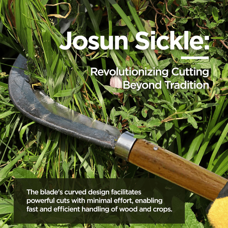 Josun Sickle Left-Handed - Hand-Forged Handmade Korean Weeding and Brush Clearing Tool with Razor-Sharp Blade and Chestnut Wood Handle