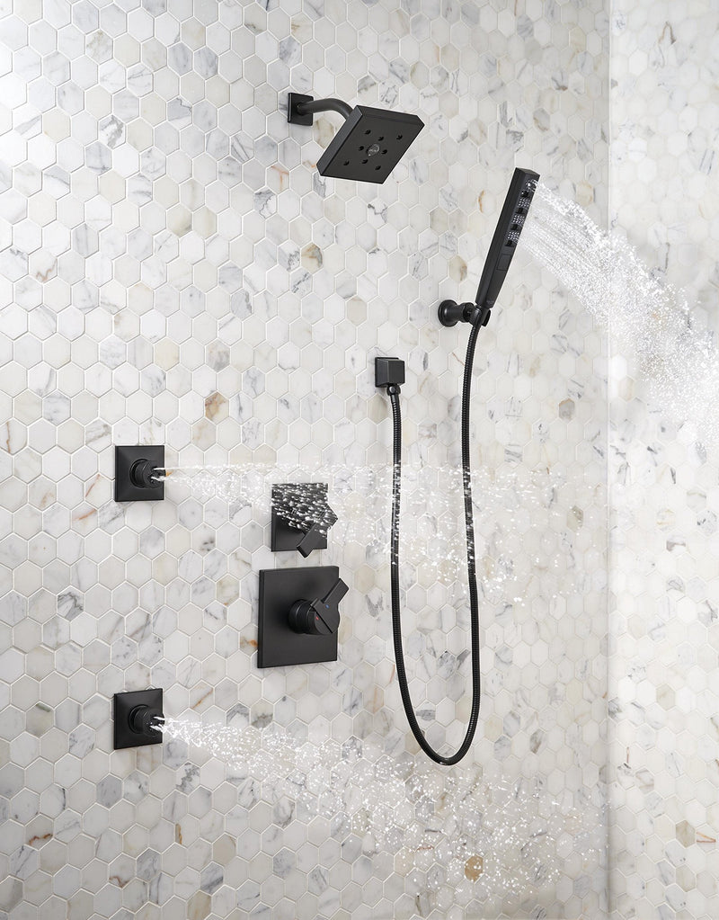 Delta Faucet 50570-BL ShoweringComponents Square Wall Elbow for Hand Shower, Matte Black WIthout Lumicoat