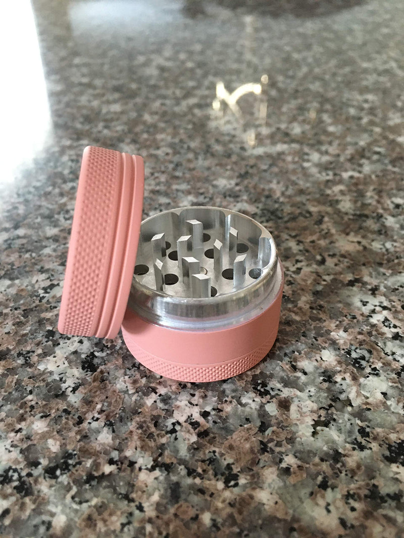 Brando Moon 1.5 inch Pink with White Moon Kitchen Crusher - 3 Piece Small Metal Manual Crusher (Upgraded Version)