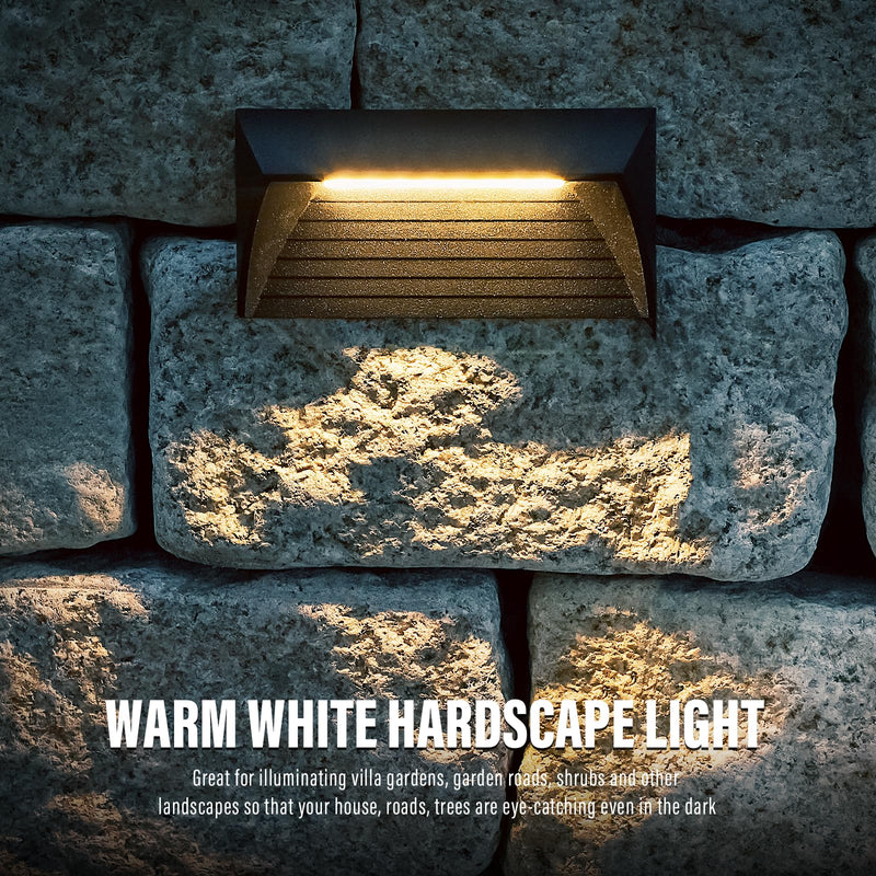 VENUS MANUFACTURING 2W Low Voltage Deck Lights LED Outdoor Stair Lights 3000K 12V Wired Step Lighting Die-cast Aluminum for Fence Yard Patio and Pathway (6Pack) 6