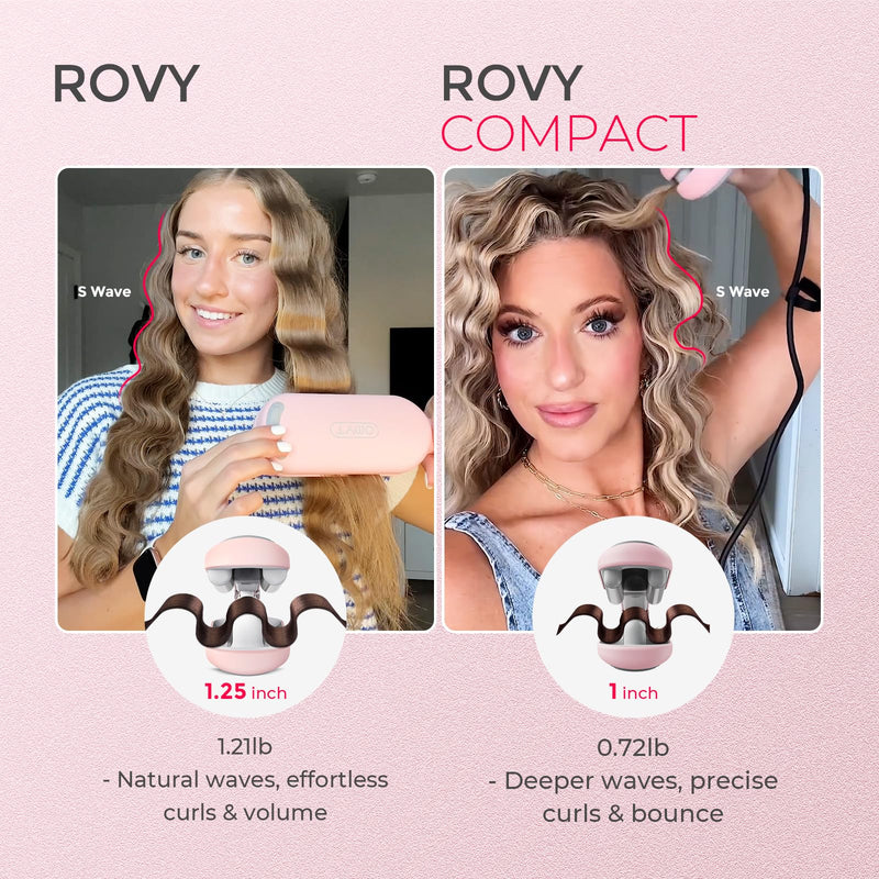 TYMO ROVY Hair Waver Crimper - Hair Curler, Deep Waver Curling Iron, Ionic Curling Wand with Ceramic Tourmaline Barrel for Women, Anti-Scald, Quick & Easy, Dual Voltage, Pink 25mm
