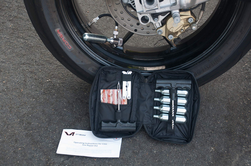 CO2 Motorcycle, ATV Flat Repair Kit Tubeless Tire Repair Kit