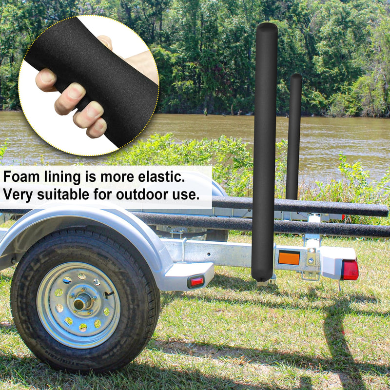 Pair of Boat Trailer Guide Pole Pad and Cover Heavy Duty Canvas Boat Trailer Capped Guide Pole Pad Cover- Black 36"