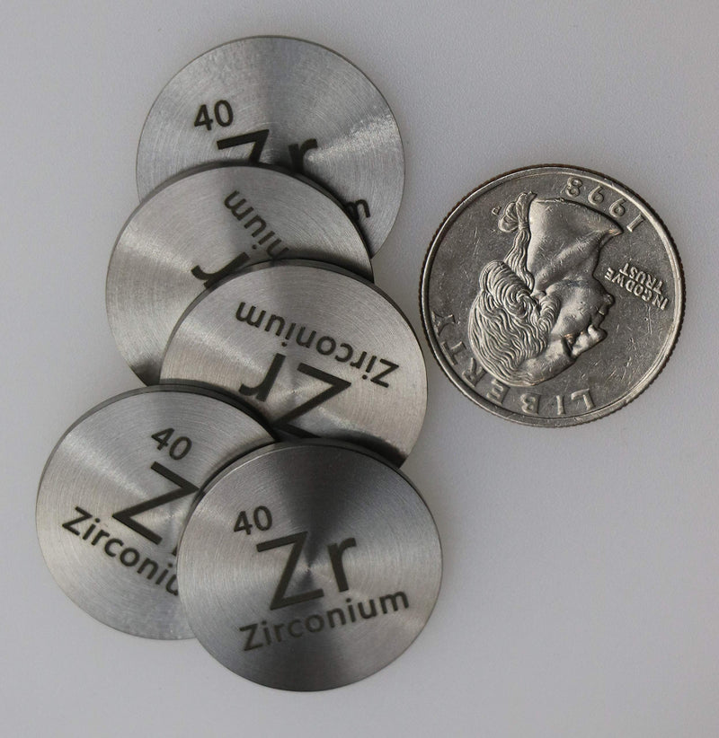 Zirconium (Zr) 24.26mm Metal Disc 99.4% Pure for Collection or Experiments