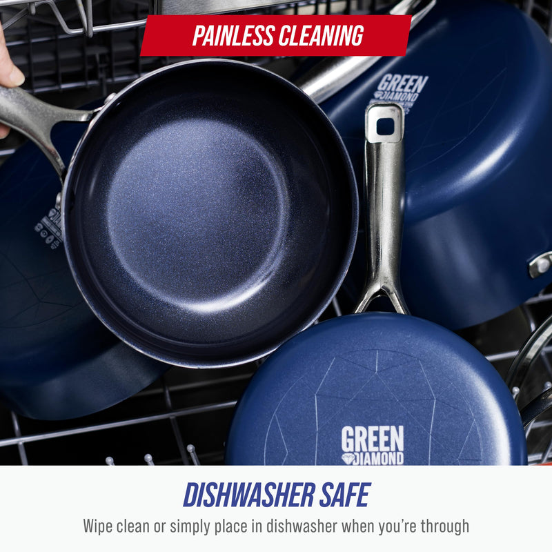 Blue Diamond 12" Nonstick Frying Pan Skillet, Diamond Infused PFAS-Free Ceramic Pot, Dishwasher & Oven Safe, Stay Cool Handle, Durable Non Toxic Metal Utensil Safe, Egg & Omelet Pan, Blue 12" Frying Pan Skillet