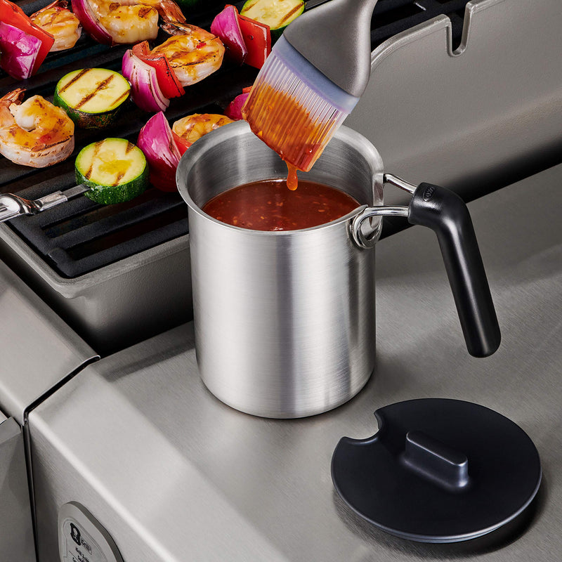OXO Good Grips Grilling Tools, Basting Pot and Brush, Black