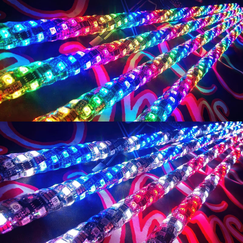 Whip Lights, 2Pcs 1FT RGB LED Whip Lights for Side by Side with Wireless Remote and APP Control, RGB Chasing Lighted Antenna Whips for UTV ATV Truck Polaris Dune Buggy RZR Can-Am