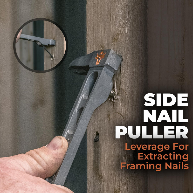 Wrango Tools 9.5" Titanium Nail Puller Cats Paw Pry Bar - 45% Lighter Than Steel - Side Nail Puller - 13mm Bolt Remover - Professional Contractor Grade - 5% Donated To Help Farmers Titanium Pry Bar 9.5"