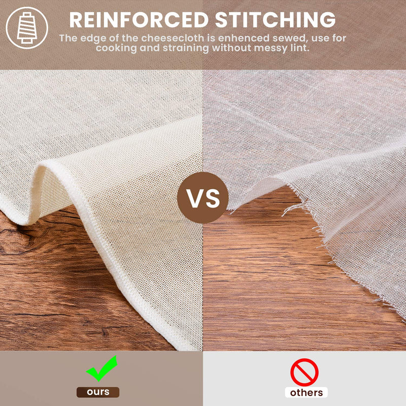 Cheese Cloths for Straining, Grade 100, 30 x 30inch 10 Pack, Hemmed Cheesecloth for Cooking, 100% Combed Unbleached Cotton Cheese Cloth 30x30'' 10 Pack