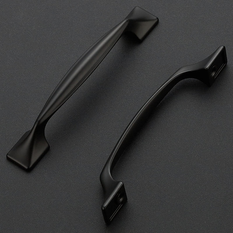 Ravinte 10 Pack Cabinet Handles Black Cabinet Pulls 3-3/4 Inch Kitchen Cabinet Handles Curved Drawer Handles for Kitchen Cupboard Arch Pulls Square Foot Dresser Pulls Come with Screwdriver 3-3/4 In Hole Center Matte Black